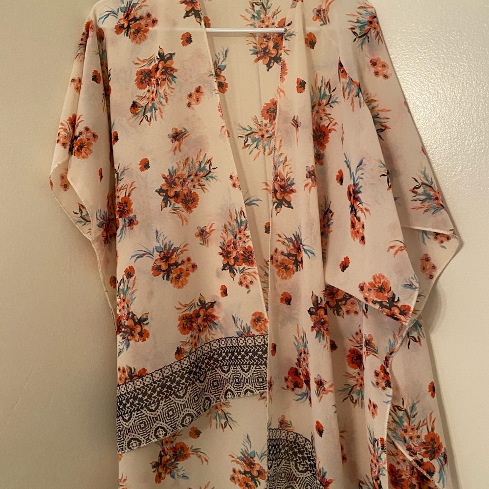 Beautiful Kimono Medium Cream & Orange